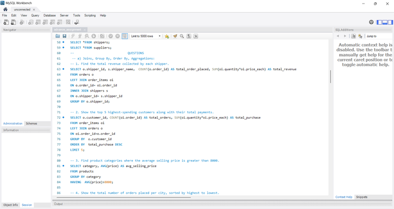 Analysis through MySQL