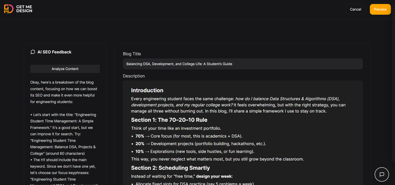 Real-Time SEO Feedback for Blogs