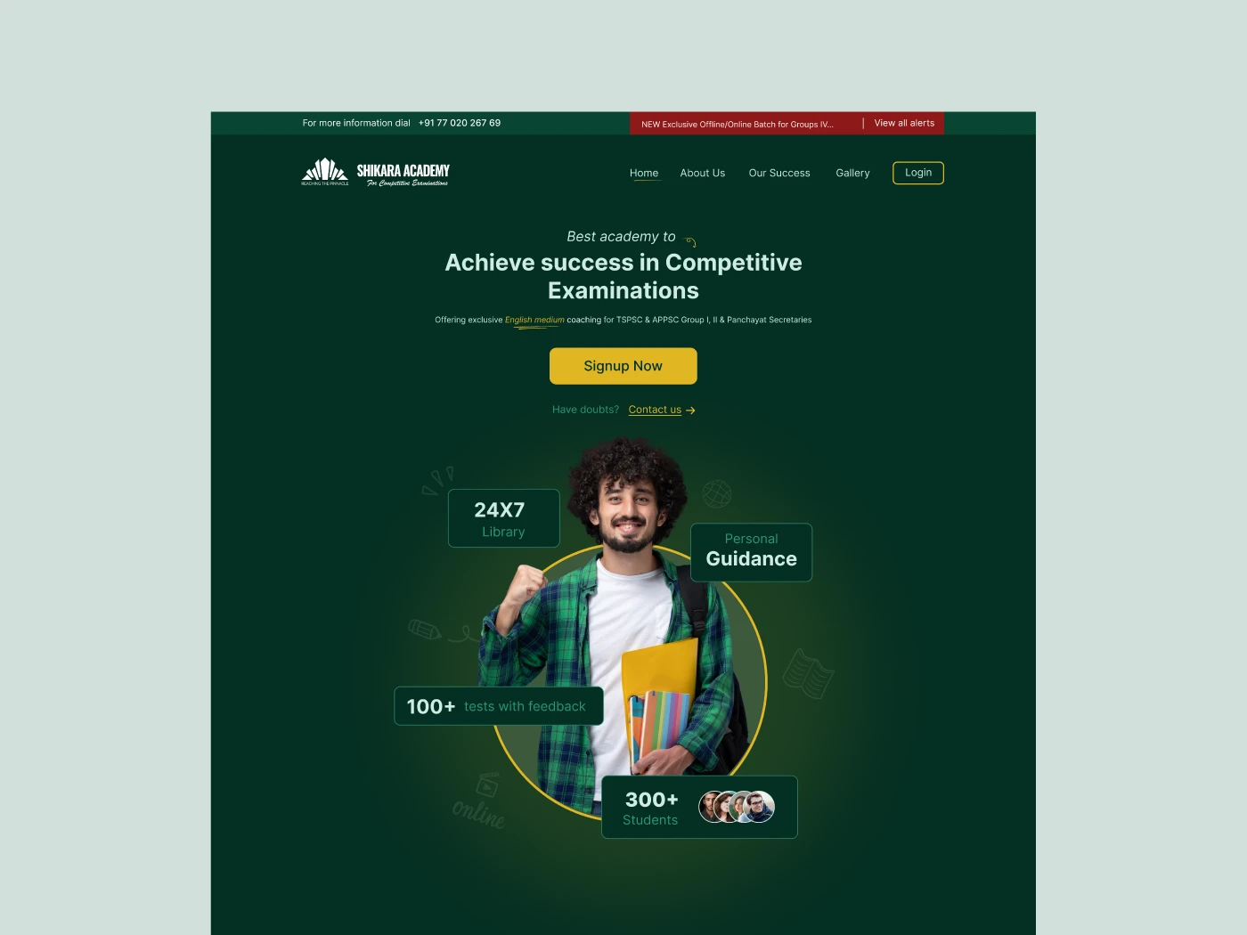Landing page redesign for www.shikaraacademy.com