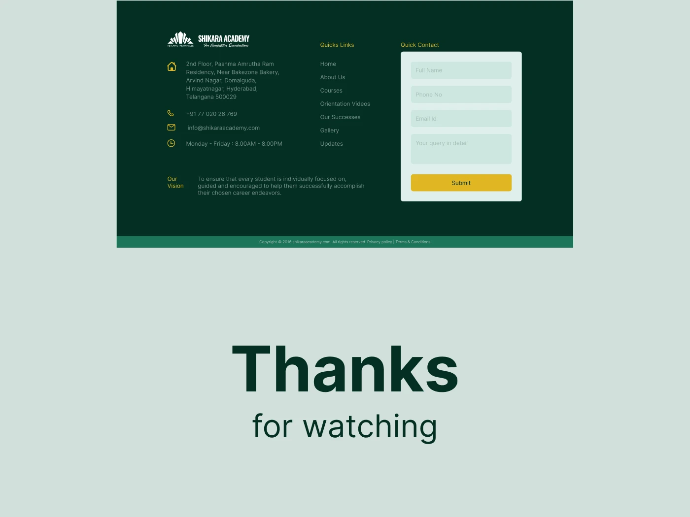 Landing page redesign for www.shikaraacademy.com