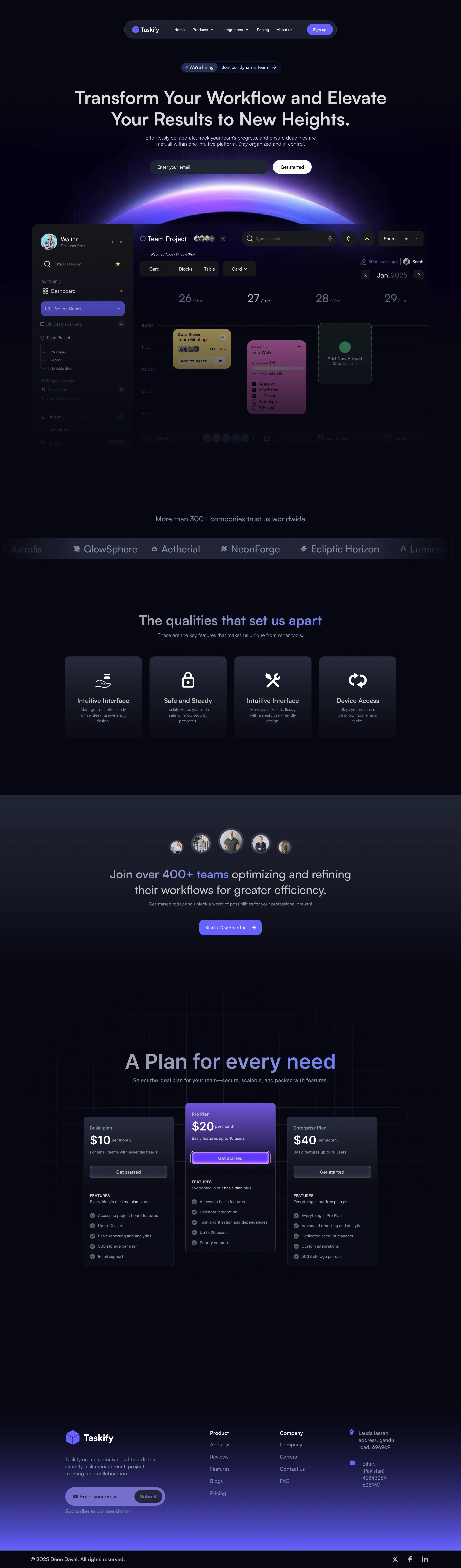 Taskify: Landing Page Design