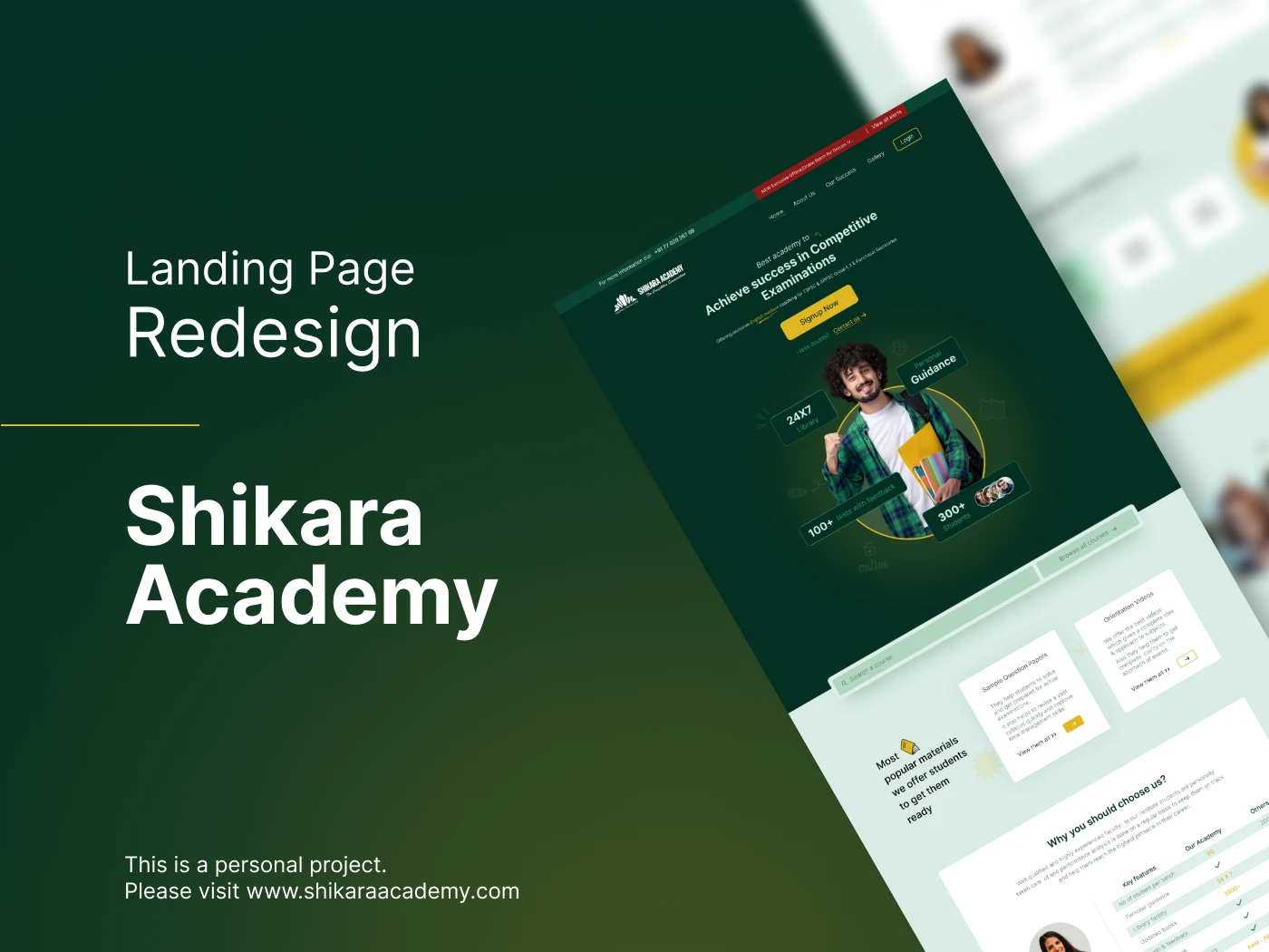 Landing page redesign for www.shikaraacademy.com
