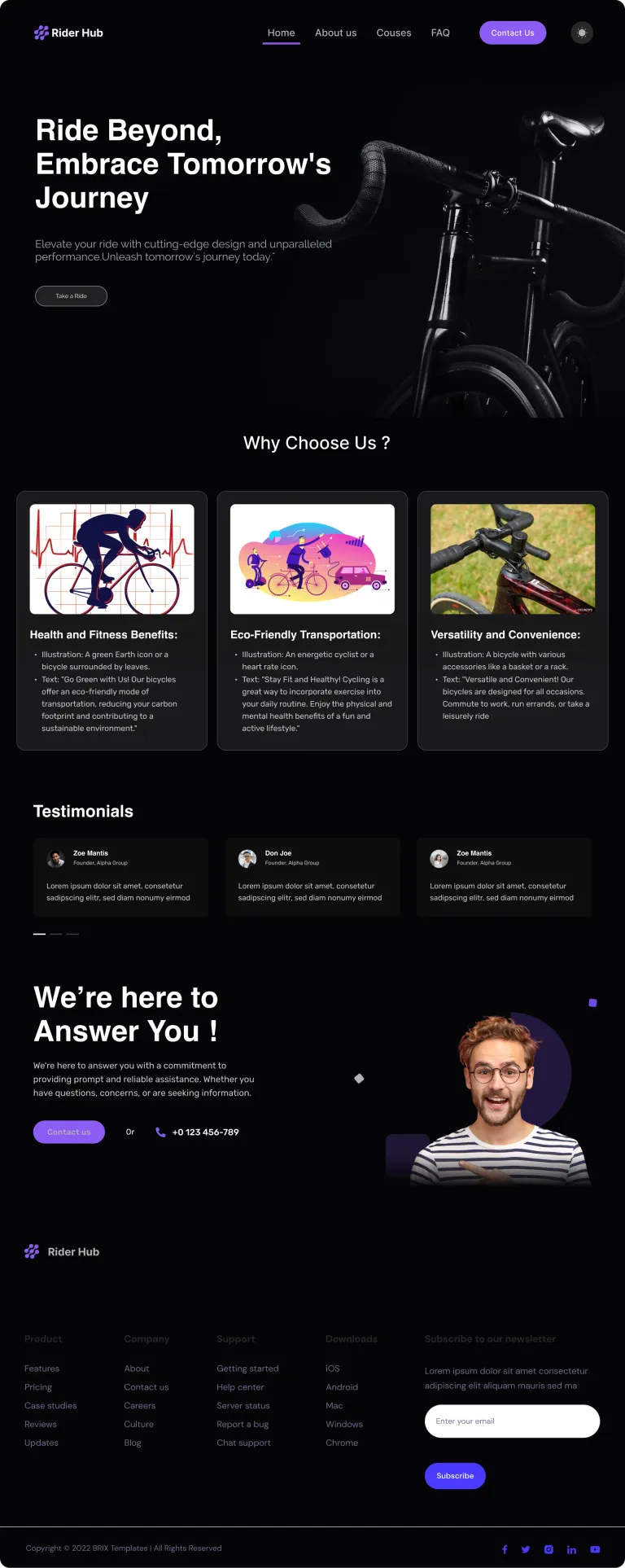 Ride Hub - Landing Page
