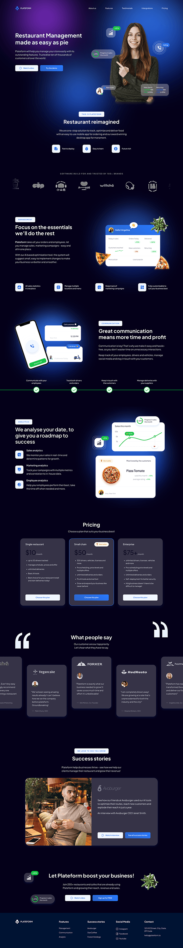 Restaurant Management Landing Page Design