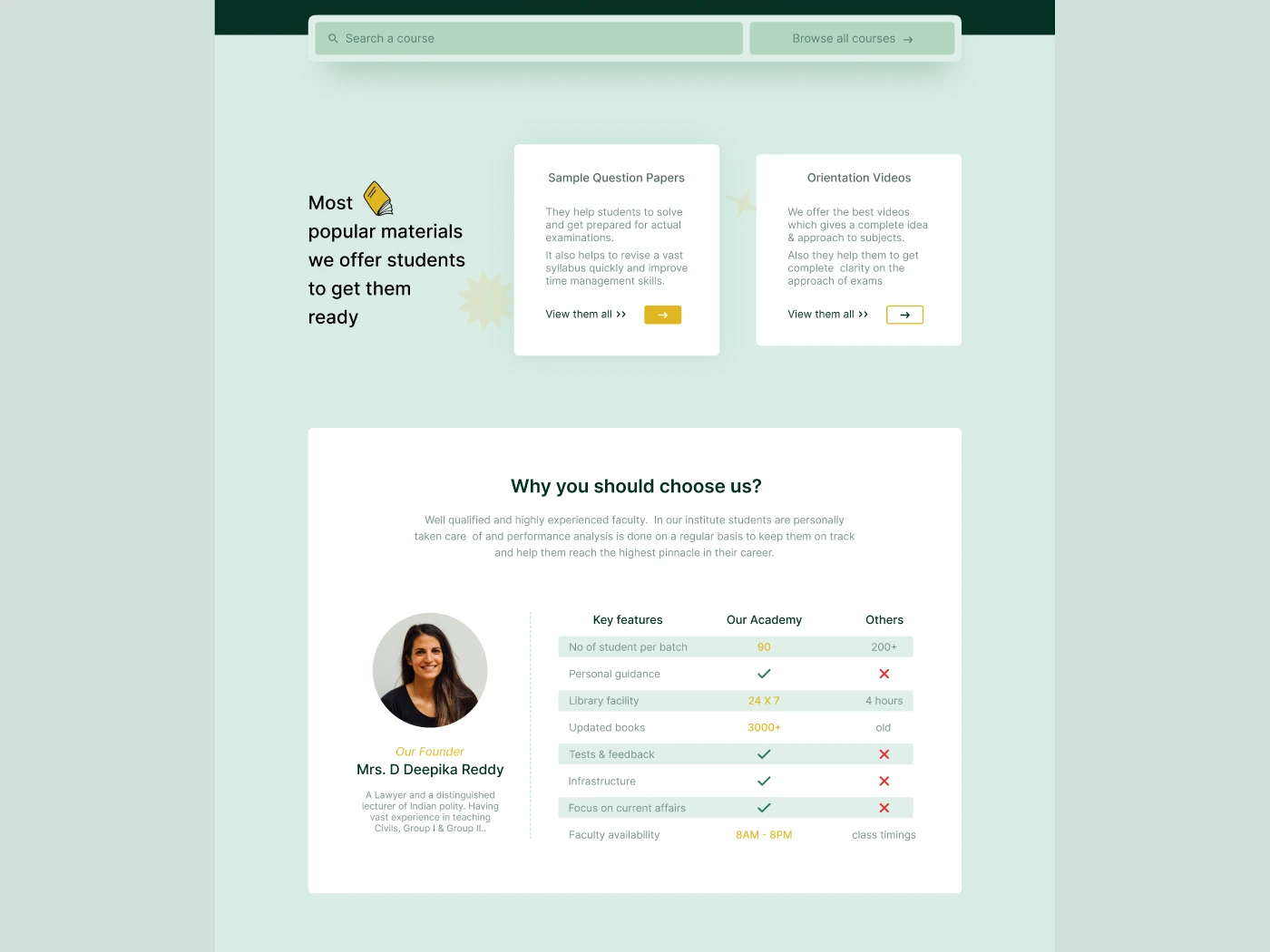 Landing page redesign for www.shikaraacademy.com