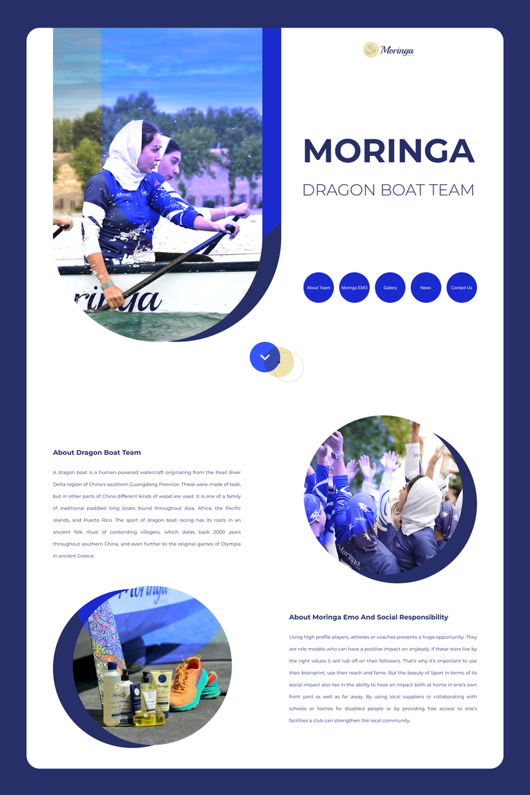 Moringa Dragon Boat Team Landing Page by Pardis on