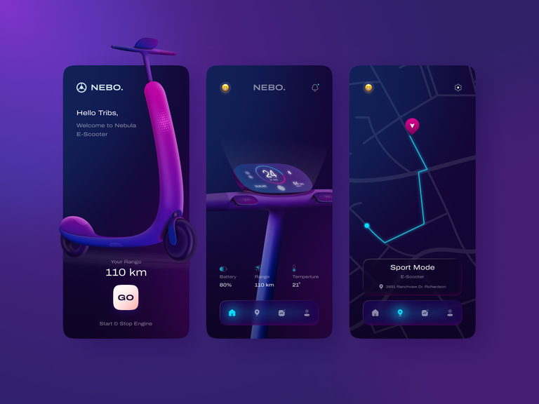 Bike - Mobile App Design by Tribhuvan Suthar for o