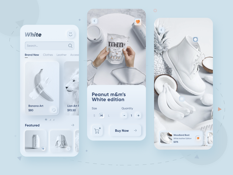 White Skeuomorph Styled Shopping App by Tribhuvan 